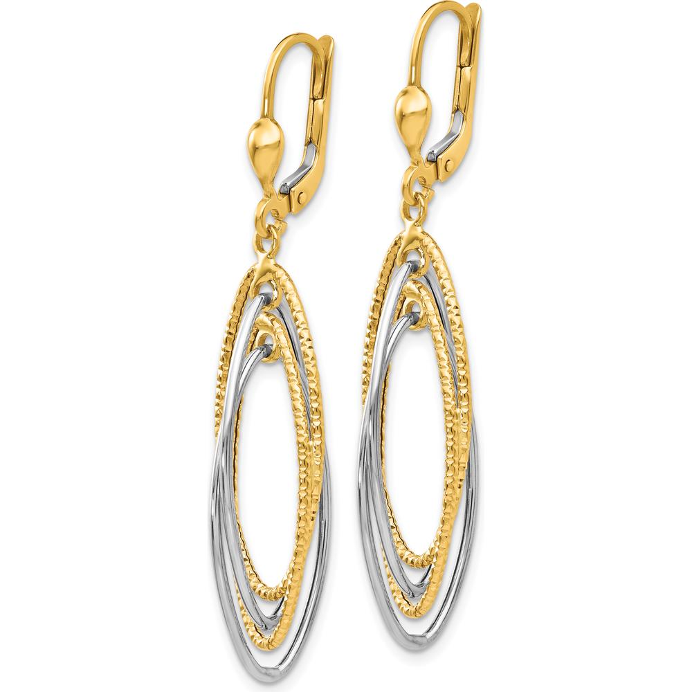 14K Two-Tone Textured and Polished Dangle Earrings - Elegant Drop Style by 0