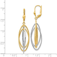 14K Two-Tone Textured and Polished Dangle Earrings - Elegant Drop Style by 0