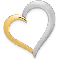 14K Two-Tone Textured and Polished Heart Slide Charm - Elegant and Timeless Design by Oro Pregiato