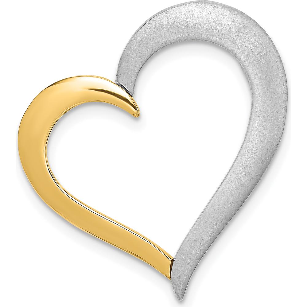 14K Two-Tone Textured and Polished Heart Slide Charm - Elegant and Timeless Design by Oro Pregiato