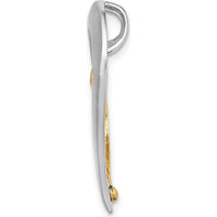 14K Two-Tone Textured and Polished Heart Slide Charm - Elegant and Timeless Design by Oro Pregiato