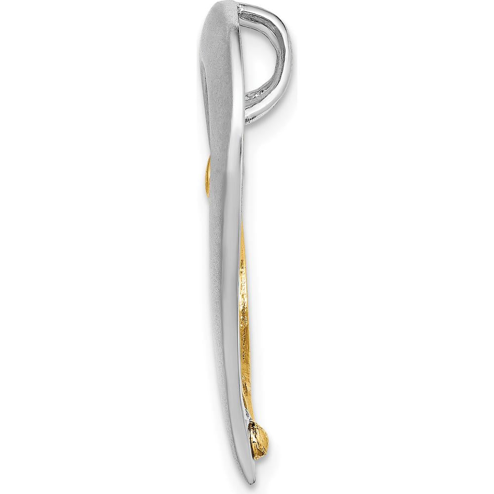 14K Two-Tone Textured and Polished Heart Slide Charm - Elegant and Timeless Design by Oro Pregiato