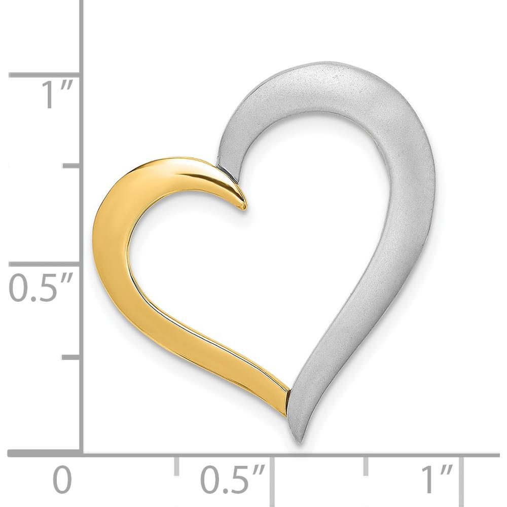 14K Two-Tone Textured and Polished Heart Slide Charm - Elegant and Timeless Design by Oro Pregiato