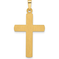 14K Two-Tone Textured and Polished Hollow Latin Cross Pendant by Oro Pregiato