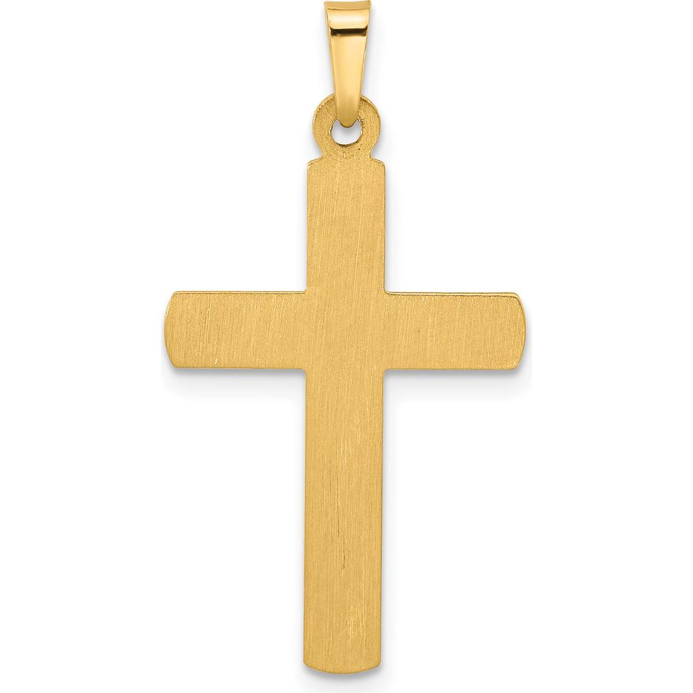 14K Two-Tone Textured and Polished Hollow Latin Cross Pendant by Oro Pregiato