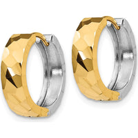14K Two-Tone Textured Hinged Hoop Earrings - Polished Finish by 0