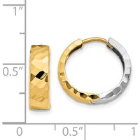 14K Two-Tone Textured Hinged Hoop Earrings - Polished Finish by 0