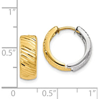 14K Two-Tone Textured Hoop Earrings - 14mm Length, 14mm Width, Polished Finish by 0