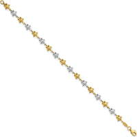 14K Two-Tone Textured Puffed Stars Bracelet - 7.75" Length by Oro Pregiato