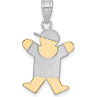 14K Two-Tone "The Kids Small Boy with Hat" Engravable Joy Charm - 25mm Length by Oro Pregiato