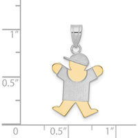 14K Two-Tone "The Kids Small Boy with Hat" Engravable Joy Charm - 25mm Length by Oro Pregiato