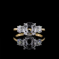 14K Two Tone Three Stone Ring with 2.08 Carat Round Brilliant Cut Lab Diamond Center and 0.55 Carat Side Stones - D VVS2 Clarity - IGI Certified - 2.63 Carat Total Diamond Weight - Covaloro Fine Jewelry