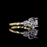 14K Two Tone Three Stone Ring with 2.08 Carat Round Brilliant Cut Lab Diamond Center and 0.55 Carat Side Stones - D VVS2 Clarity - IGI Certified - 2.63 Carat Total Diamond Weight - Covaloro Fine Jewelry