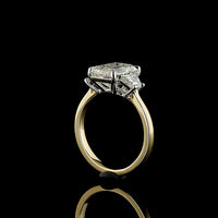 14K Two Tone Three Stone Ring with 3.05 Carat Emerald Cut Lab Diamond and 0.71 Carat Trapezoid Side Stones - 3.76 Carat Total Diamond Weight, IGI Certified E VVS2 - Covaloro Fine Jewelry