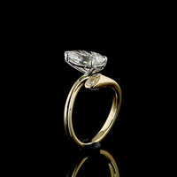 14K Two Tone Toi et Moi Ring with 2.48 Carats Lab Grown Pear Shape Diamonds in Bezel and Prong Settings - Covaloro Fine Jewelry