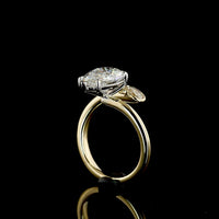 14K Two Tone Toi et Moi Ring with 3.02 Carat Pear Shape Lab Diamond and 0.16 Carat Accent Pear Lab Diamond - 3.18 Carat Total Diamond Weight (E-F VS1) - Covaloro Fine Jewelry