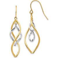 14K Two-Tone Twisted Drop Earrings - Polished Finish by Oro Pregiato