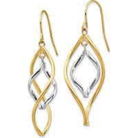 14K Two-Tone Twisted Drop Earrings - Polished Finish by Oro Pregiato