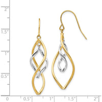 14K Two-Tone Twisted Drop Earrings - Polished Finish by Oro Pregiato