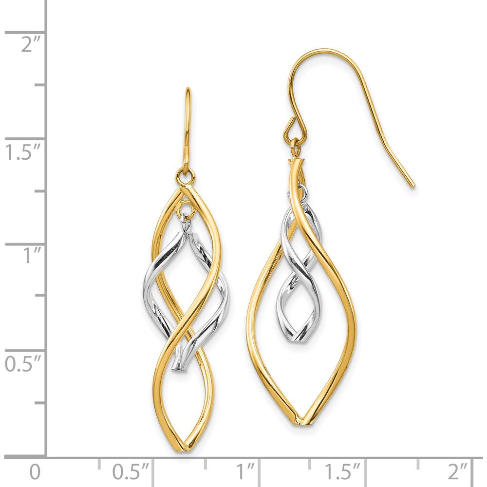 14K Two-Tone Twisted Drop Earrings - Polished Finish by Oro Pregiato