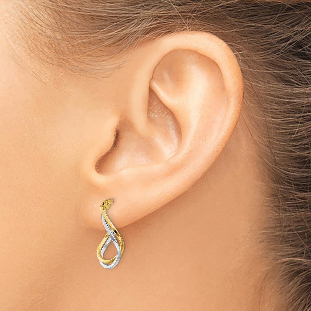 14K Two-Tone Twisted Hoop Earrings - Elegant Polished Gold Statement Hoops by 0