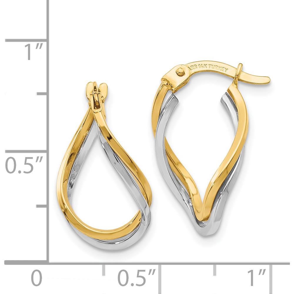 14K Two-Tone Twisted Hoop Earrings - Elegant Polished Gold Statement Hoops by 0