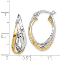 14K Two-Tone Twisted Hoop Earrings with Polished White and Yellow Gold Finish by 0