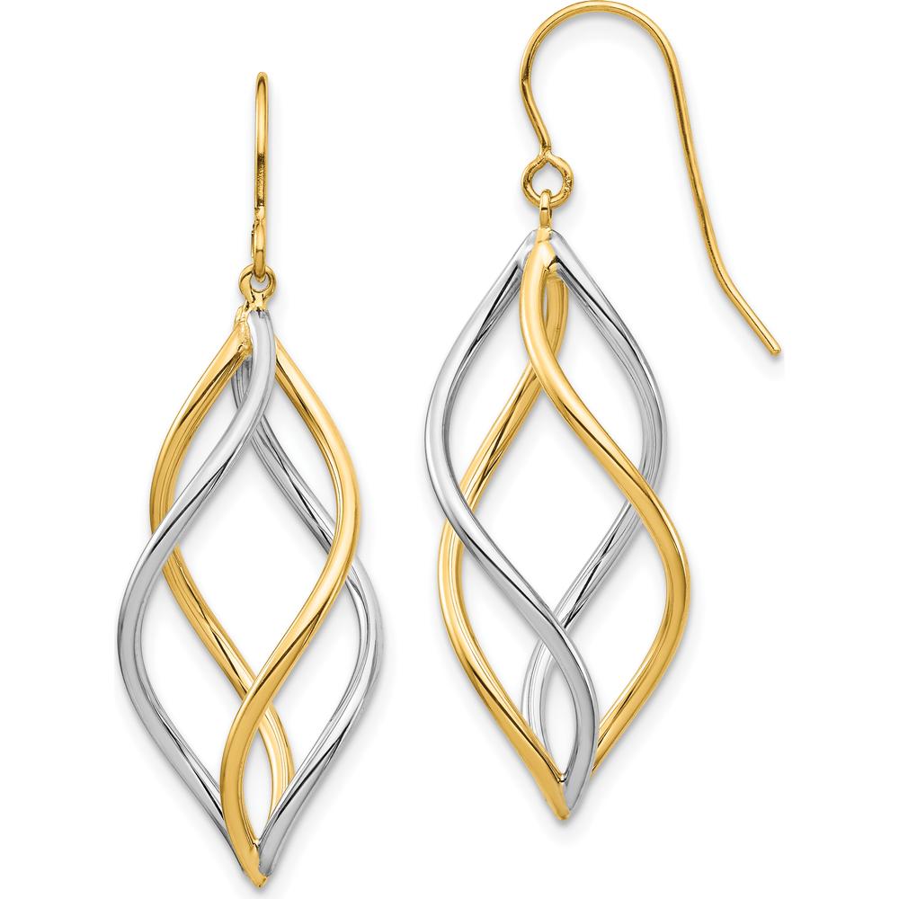 14K Two-Tone Twisted Polished Dangle Earrings by 0