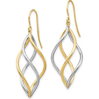 14K Two-Tone Twisted Polished Dangle Earrings by 0