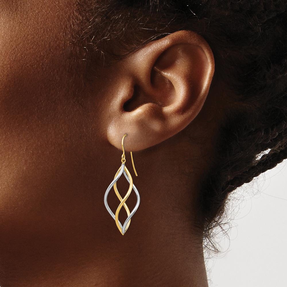 14K Two-Tone Twisted Polished Dangle Earrings by 0