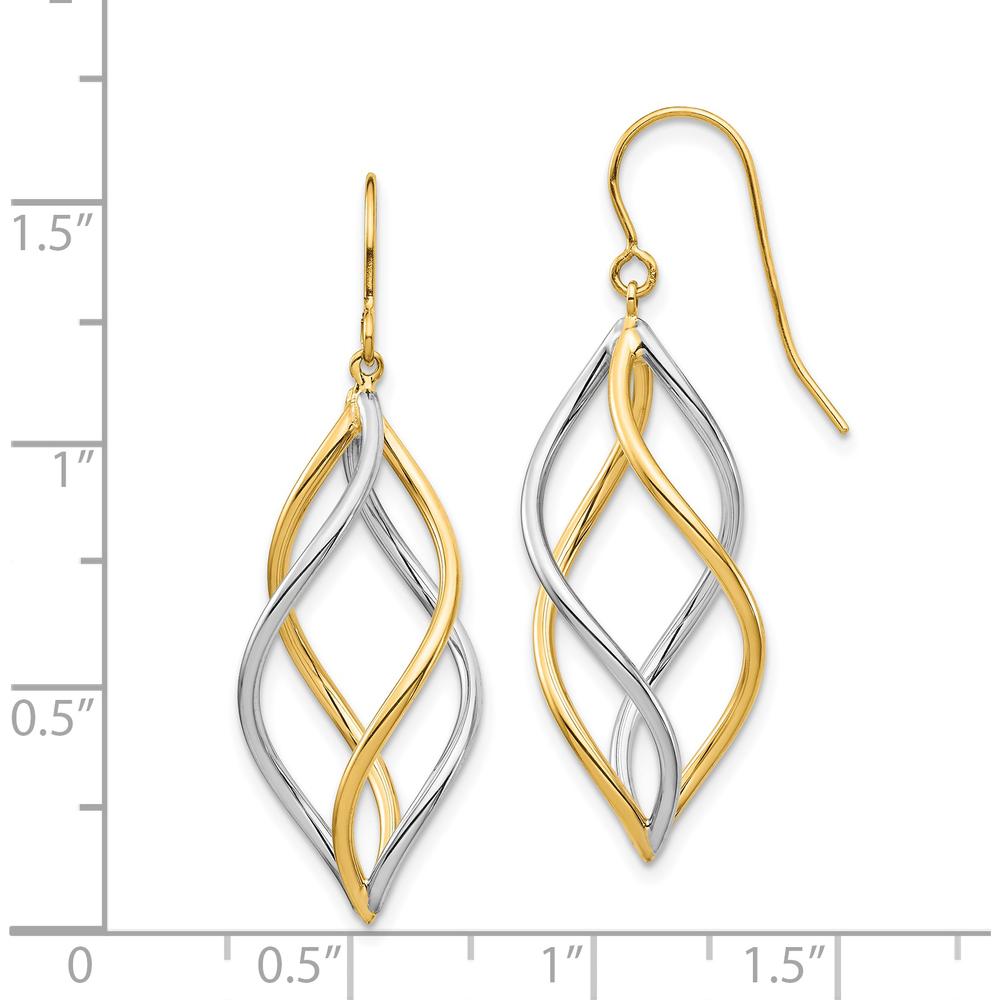 14K Two-Tone Twisted Polished Dangle Earrings by 0