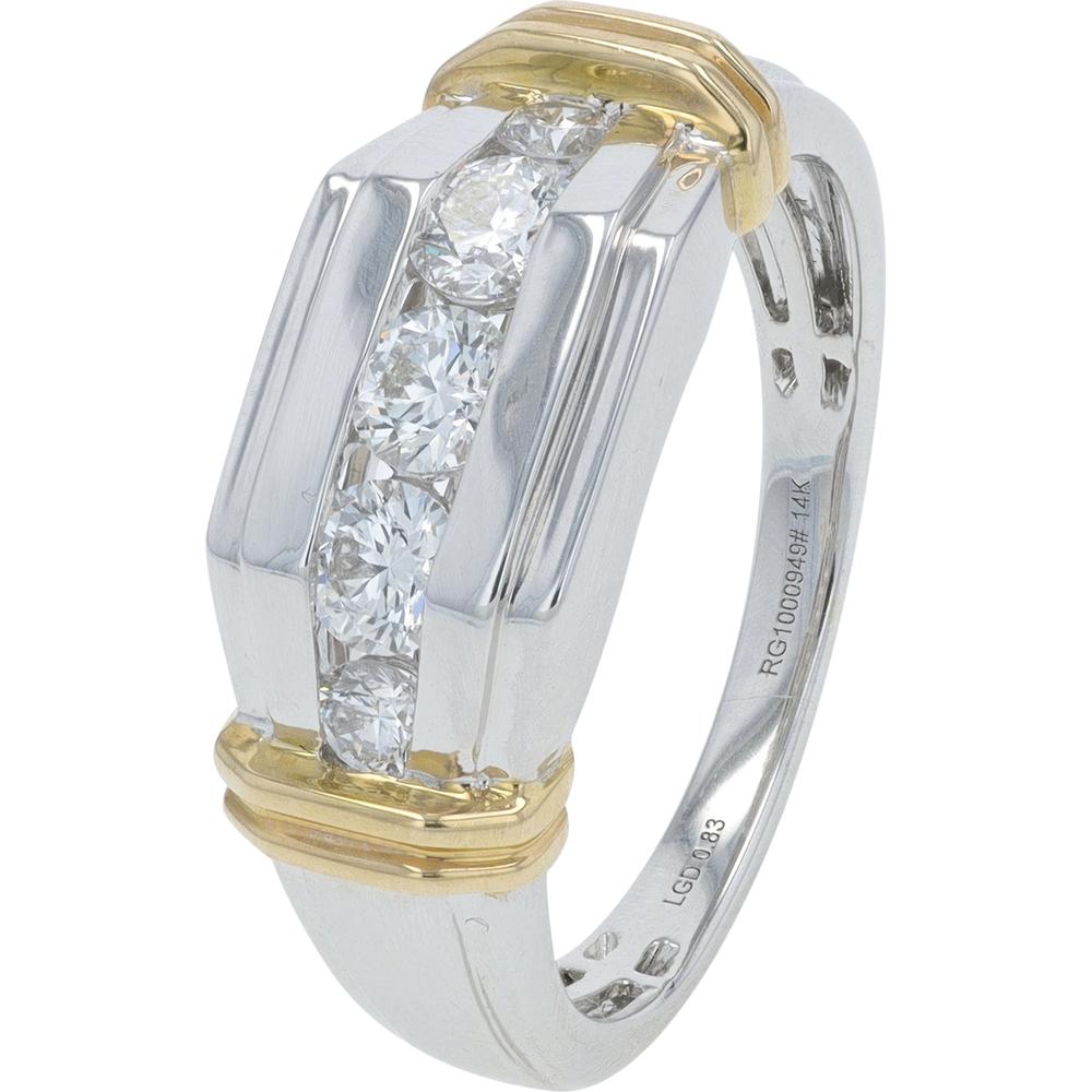 14K Two-Tone Wedding Band with 0.75 Carat Lab Grown Diamonds