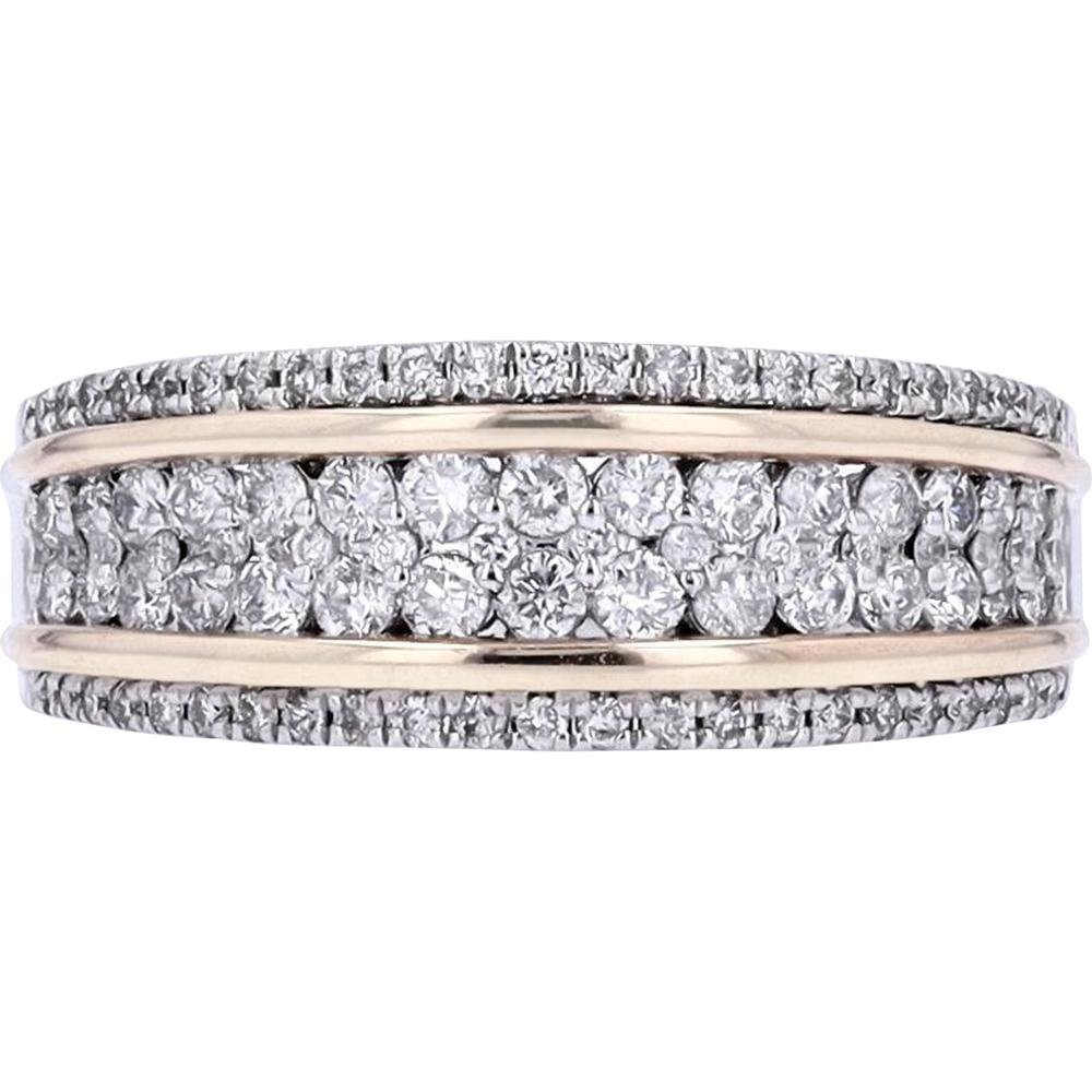14K Two-Tone White and Rose Gold Band with 3/4 Carat Prong - Set Round Diamonds