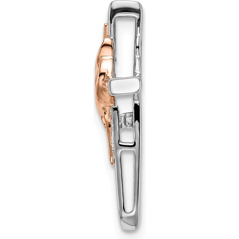 14K Two-Tone White and Rose Gold Diamond Cross Slide Pendant - 0.03 Carat Diamond by Oro Pregiato