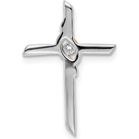 14K Two-Tone White and Rose Gold Diamond Cross Slide Pendant - 0.03 Carat Diamond by Oro Pregiato
