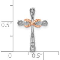 14K Two-Tone White and Rose Gold Diamond Cross with Infinity Chain Slide - 0.013 Carat Total Diamond Weight by Oro Pregiato