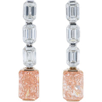 14K Two-Tone White and Rose Gold Drop Earrings with Emerald-Cut White and Fancy Pink Lab-Grown Diamonds - 5.00 Carat Total Diamond Weight