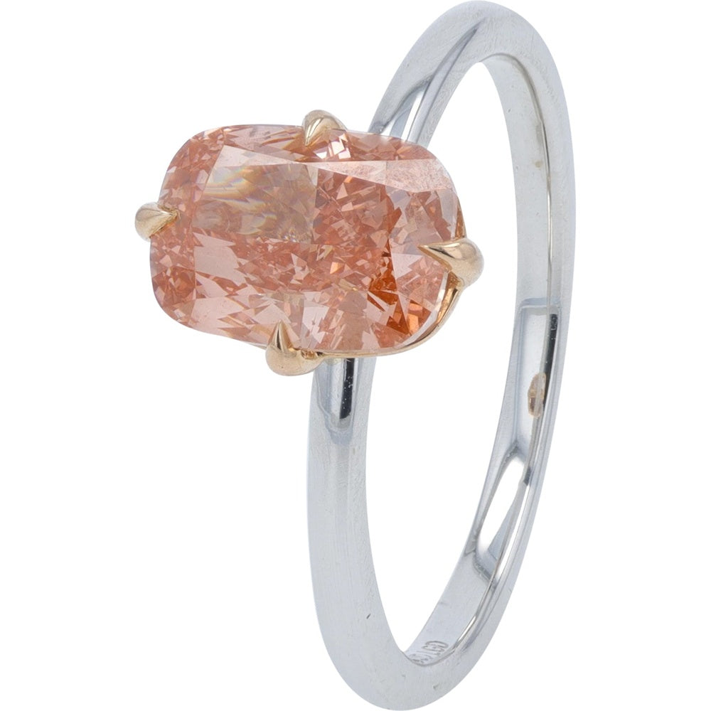 14K Two-Tone White and Rose Gold Engagement Ring with Elongated Cushion Cut Lab Grown Diamond - 2.00 Carat Total Diamond Weight