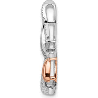 14K Two-Tone White and Rose Gold Heart Pendant with 1/6 Carat Round Diamonds - 0.06 Carat Total Diamond Weight by Oro Pregiato