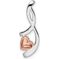 14K Two-Tone White and Rose Gold Heart Pendant with 1/6 Carat Round Diamonds - 0.06 Carat Total Diamond Weight by Oro Pregiato