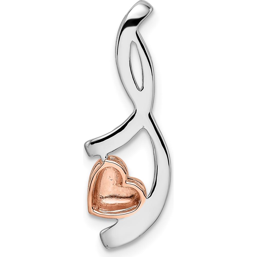 14K Two-Tone White and Rose Gold Heart Pendant with 1/6 Carat Round Diamonds - 0.06 Carat Total Diamond Weight by Oro Pregiato