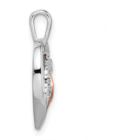 14K Two-Tone White and Rose Gold Heartbeat Diamond Pendant - 0.048 Carat Total Diamond Weight by Oro Pregiato