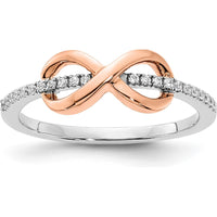 14K Two-Tone White & Rose Gold Infinity Diamond Ring with 22 Round Diamonds - 0.11 Carat Total Diamond Weight by 0