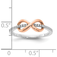 14K Two-Tone White & Rose Gold Infinity Diamond Ring with 22 Round Diamonds - 0.11 Carat Total Diamond Weight by 0