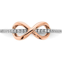 14K Two-Tone White & Rose Gold Infinity Diamond Ring with 22 Round Diamonds - 0.11 Carat Total Diamond Weight by 0