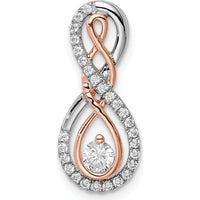 14K Two-Tone White and Rose Gold Infinity Diamond Slide Pendant - 0.11 Carat Total Diamond Weight by Oro Pregiato