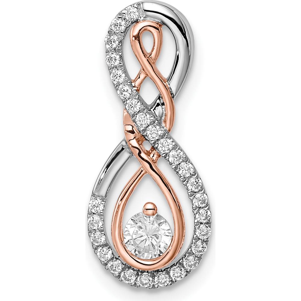 14K Two-Tone White and Rose Gold Infinity Diamond Slide Pendant - 0.11 Carat Total Diamond Weight by Oro Pregiato