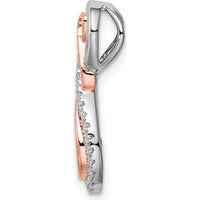 14K Two-Tone White and Rose Gold Infinity Diamond Slide Pendant - 0.11 Carat Total Diamond Weight by Oro Pregiato