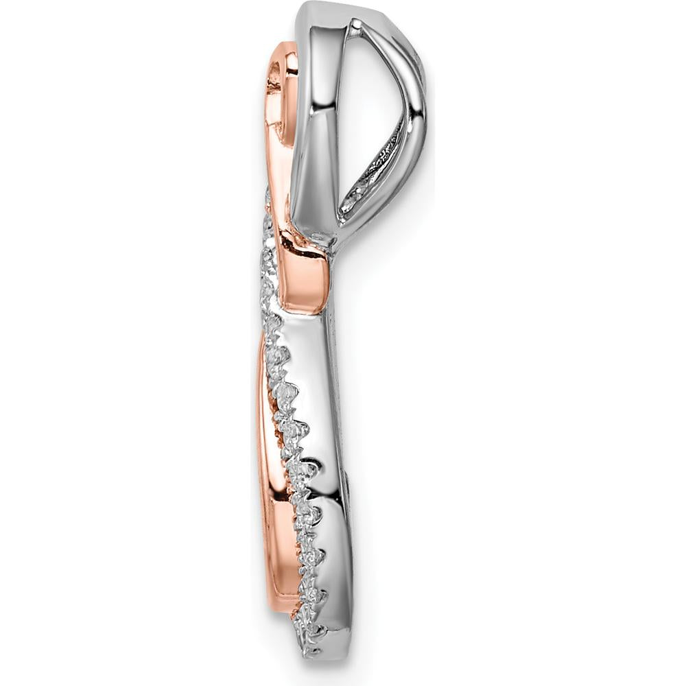 14K Two-Tone White and Rose Gold Infinity Diamond Slide Pendant - 0.11 Carat Total Diamond Weight by Oro Pregiato