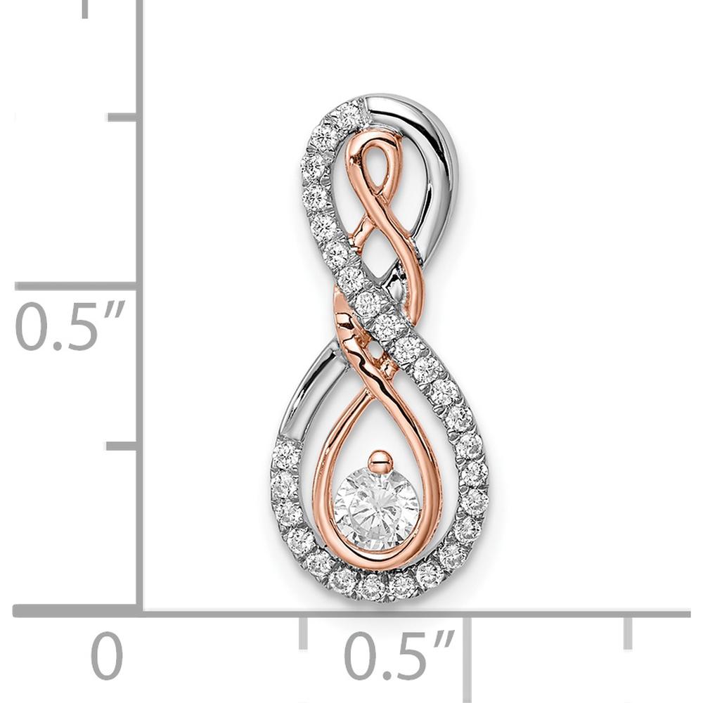 14K Two-Tone White and Rose Gold Infinity Diamond Slide Pendant - 0.11 Carat Total Diamond Weight by Oro Pregiato